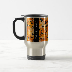 Orange Tarnmuster Ihren Namen personalisieren Reisebecher