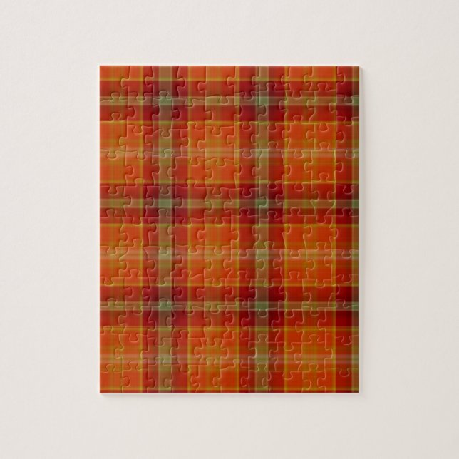 Orange Tartan Foto Puzzle (Vertikal)
