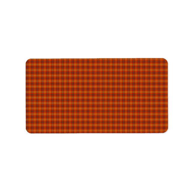 Orange Tartan Labels Adressaufkleber (Vorne)
