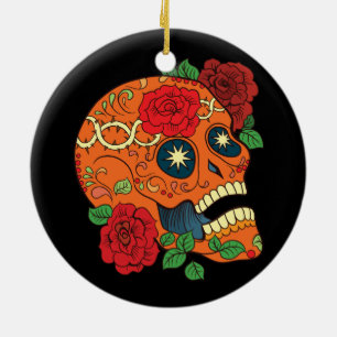 Orange Tätowierungs-Tag der toten Keramik Ornament