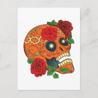 Orange Tattoo Day Dead Sugar Skull Rote Rosen
