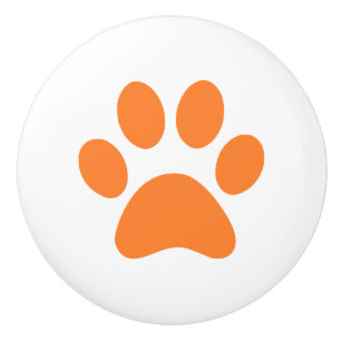 Orange Tatzen-Druck pawprint Keramikknauf