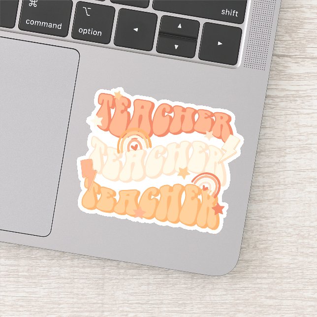 Orange Teacher Lehrer Retro Vinyl Sticker (Detail)