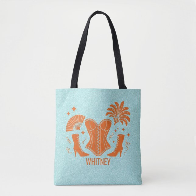 Orange + Teal Las Vegas Showgirl Bach Tasche (Vorderseite)