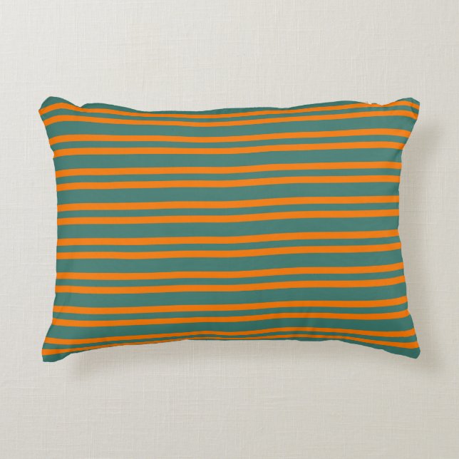 Orange Teal Stripes Seamless Pattern Dekokissen (Vorderseite)