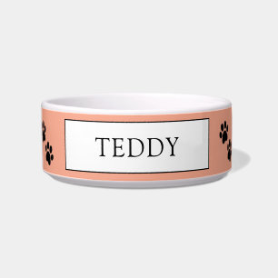 Orange "Teddy" Pfotenabdruck-Haustier-Schale Napf