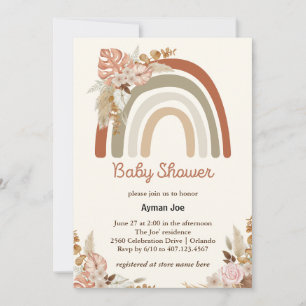 Orange Terracotta Boho   Rainbow Baby Dusche Einladung