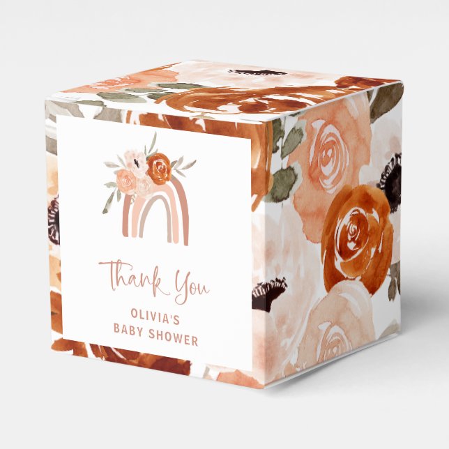 Orange Terracotta Boho | Rainbow Baby Dusche Geschenkschachtel (Vorderseite)