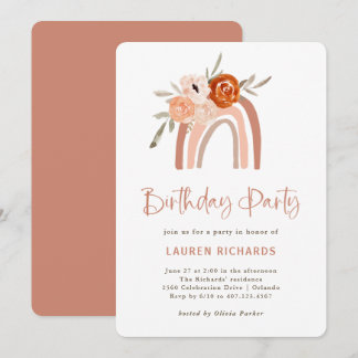 Orange Terracotta Boho | Rainbow Birthday Party Einladung