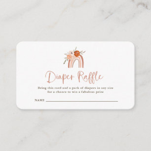 Orange Terracotta Boho Rainbow Diaper Raffle Begleitkarte