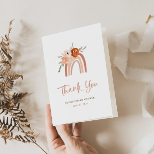 Orange Terracotta Boho Regenbogen Dankeskarte