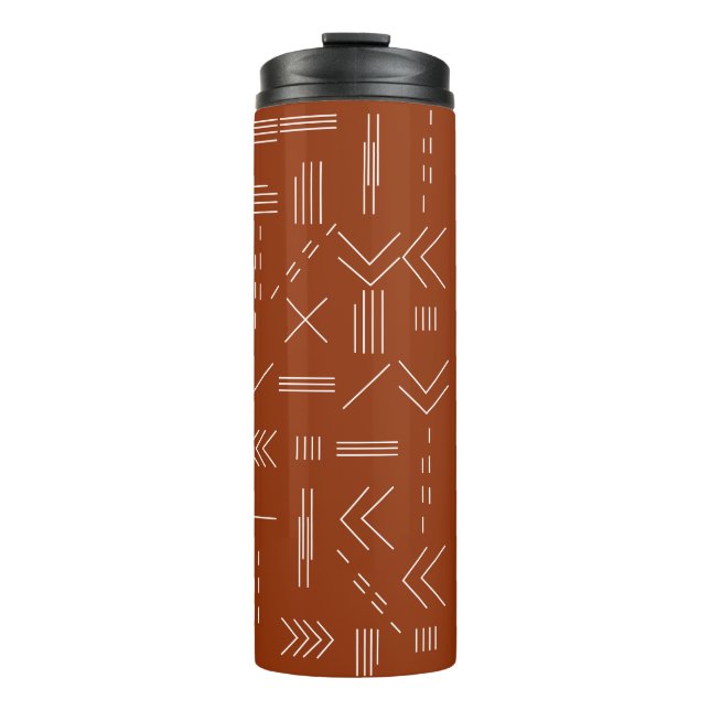 Orange Terracotta Gorgeous Geometrie Muster Thermosbecher (Vorderseite)