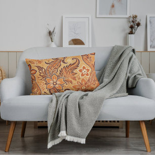 Orange Terracotta Indonesische Batik Floral Muster Lendenkissen