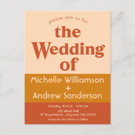 Orange Terracotta Moderne Retro Einladungspostkarte