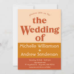 Orange Terracotta Modernes Retro 12x18 Einladung