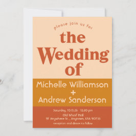 Orange Terracotta Modernes Retro 12x18 Einladung