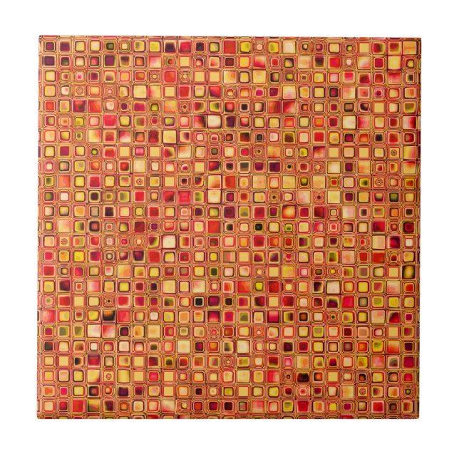 Orange 'Terracotta' Textured Mosaic Tiles Pattern Fliese (Vorderseite)