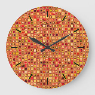 Orange 'Terracotta' Textured Mosaic Tiles Pattern Große Wanduhr