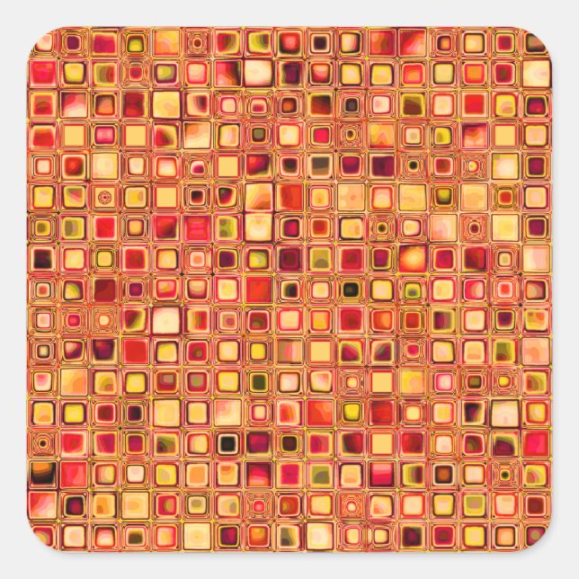 Orange 'Terracotta' Textured Mosaic Tiles Pattern Quadratischer Aufkleber (Vorderseite)