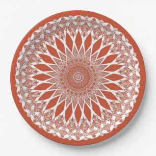 Orange Terracotta Tristyns Mandala Pappteller