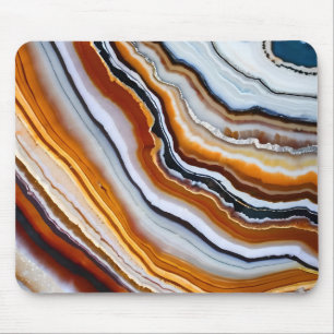 Orange Terracotta White Black Agate Geode Mousepad