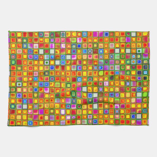 Orange "Terrakotta-" mehrfarbiges Fliesen-Muster Handtuch (Horizontal)