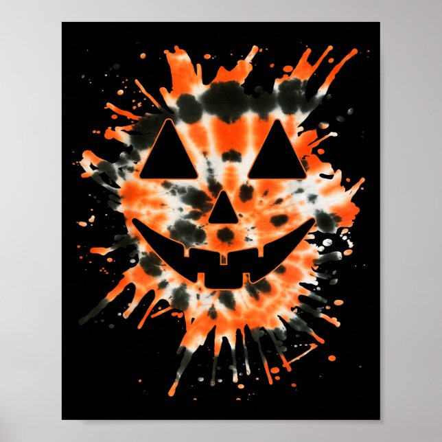 Orange Tie Dye Jack O Lantern Face - Hipe Hallowee Poster (Vorne)