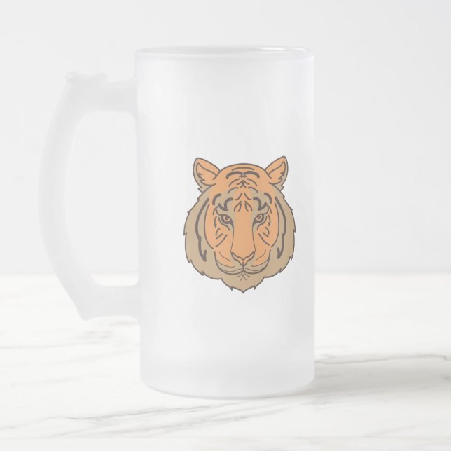 Orange Tiger Face Mattglas Bierglas (Links)