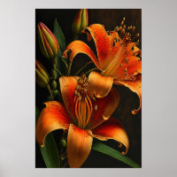 Orange Tiger Lilien Blume Art Print Poster