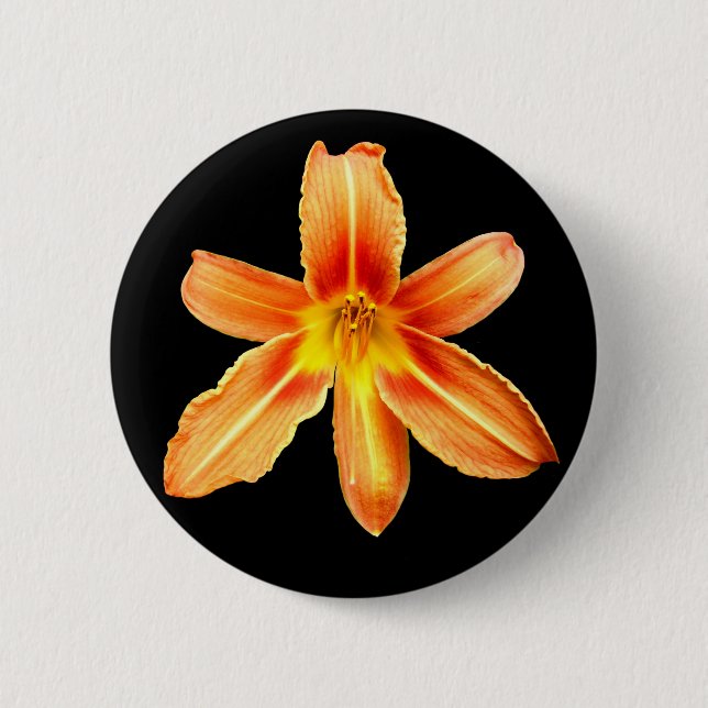 Orange Tiger Lily Abzeichen Button (Vorderseite)