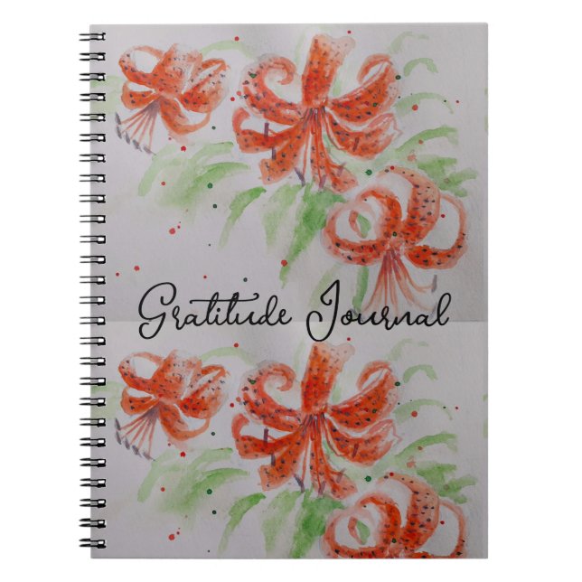 Orange Tiger Lily Lilies Floral Gratitude Journal (Devant)