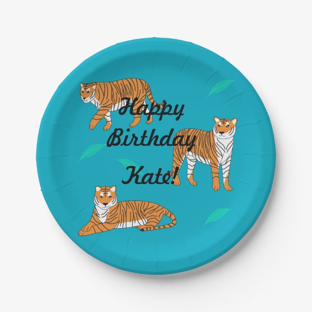 Orange Tigers Pappteller (Vorderseite)