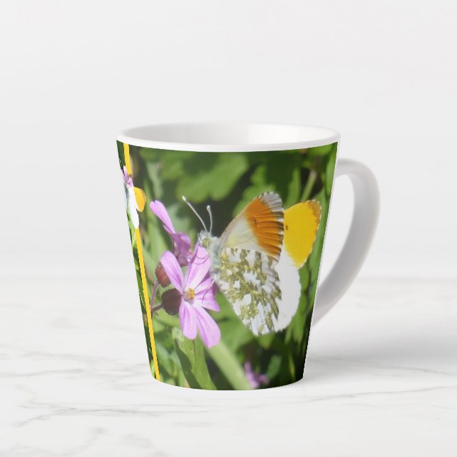 Orange Tip Butterfly Design Latte Tasse (Rechte Ecke)