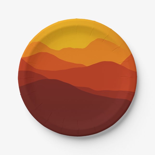 Orange tont Sonnenuntergang über Pappteller (Vorderseite)