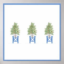Orange Topiary Blue White Planer Box Art Printing Poster
