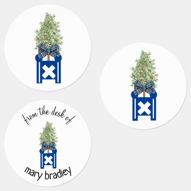 Orange Topiary Tree Garden Planter Business Etiketten (Gruppe)