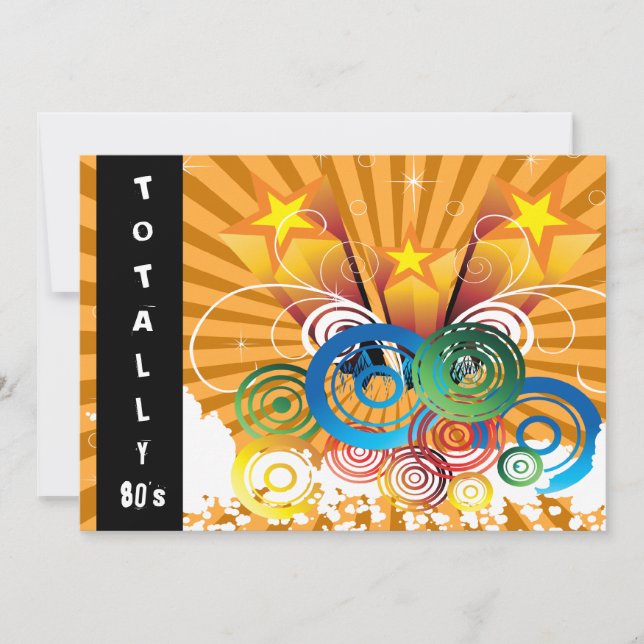 orange total 80er Jahre Retro-Party Einladung (Vorderseite)