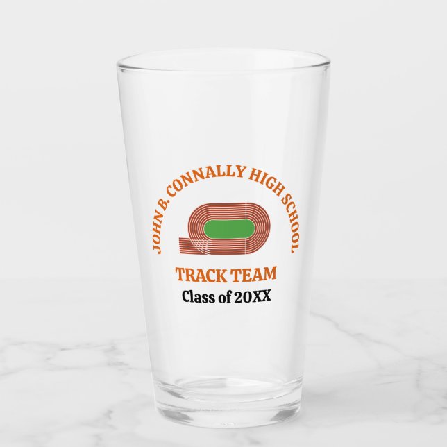 Orange Track Team Benutzerdefinierter High School  Glas (Vorderseite)