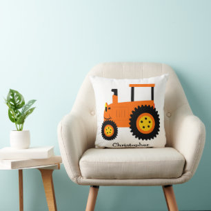 Orange Tractor Design Personalisiert Kissen