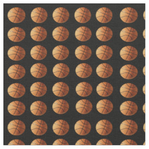 Orange traditionelle Basketbälle auf Schwarz, Stoff