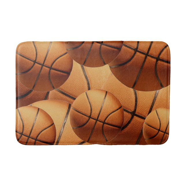 Orange Traditionelle Basketballs Memory Foam Bathm Badematte (Vorderseite)