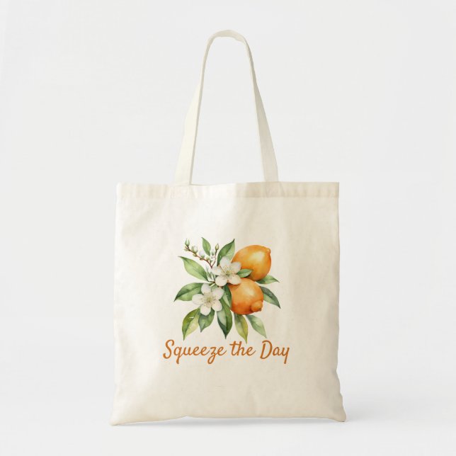 Orange-Tragetasche "Squeeze the Day"  Tragetasche (Vorne)