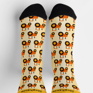 Orange Traktor Design Personalisiert Socken