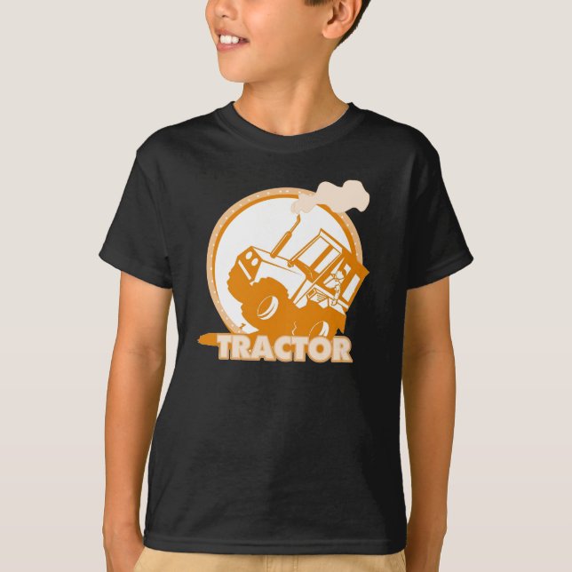 Orange Traktor-landwirtschaftliche Maschinen T-Shirt (Vorderseite)