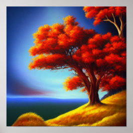 Orange Tree on a Cliffside Poster
