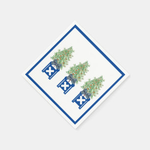 Orange tree Topiary Blue Chinoiserie Serviette