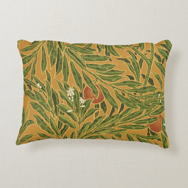 Orange Tree Vintage Tapete Muster Jugendstil Dekokissen (Rückseite)