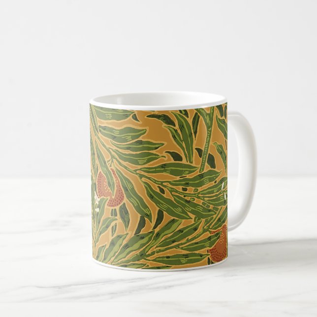 Orange Tree Vintage Tapete Muster Jugendstil Kaffeetasse (VorderseiteRechts)