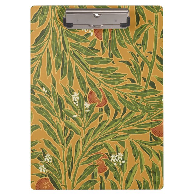 Orange Tree Vintage Tapete Muster Jugendstil Klemmbrett (Vorderseite)