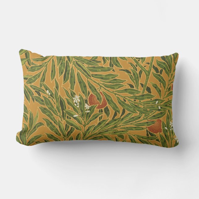 Orange Tree Vintage Tapete Muster Jugendstil Lendenkissen (Vorderseite)